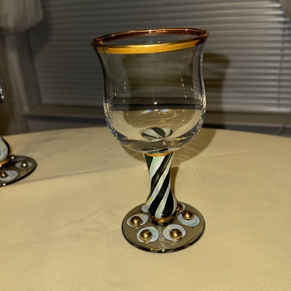 Mackenzie-Childs Rare Whimsical Wine/ Water Goblet Glass - Picture 2 of 6